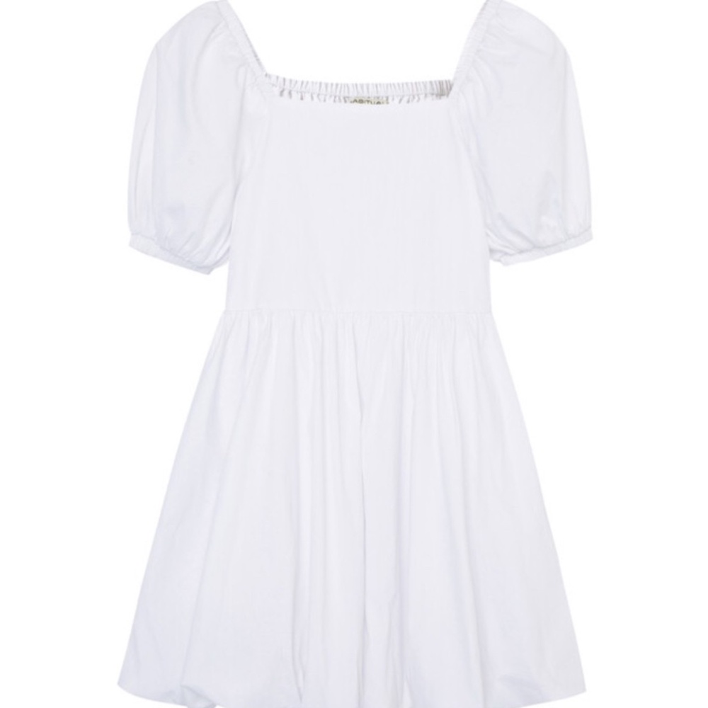 Habitual White Woven Bubble Dress with Puffed Sleeves